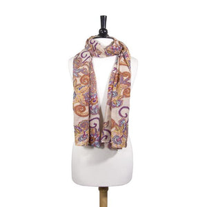 Floral Print Beige Scarf - Jewelry Xoxo