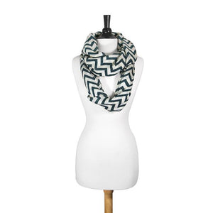 Striped Green Infinity Scarf - Jewelry Xoxo