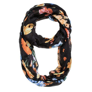 Black Aria Floral Infinity Scarf - Jewelry Xoxo