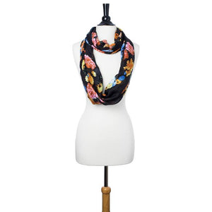 Black Aria Floral Infinity Scarf - Jewelry Xoxo