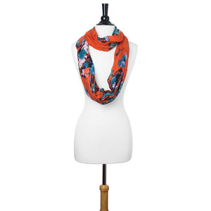 Orange Aria Floral Infinity Scarf - Jewelry Xoxo
