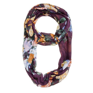 Purple Aria Floral Infinity Scarf - Jewelry Xoxo