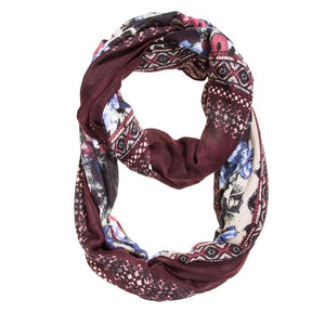Burgundy Emily Floral Infinity Scarf - Jewelry Xoxo