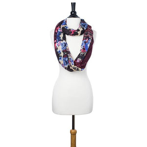 Burgundy Emily Floral Infinity Scarf - Jewelry Xoxo