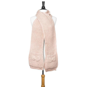 Pink Mona Knit Bow Pocket Scarf - Jewelry Xoxo