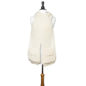 Off White Mona Knit Bow Pocket Scarf - Jewelry Xoxo