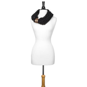 Black Sonia Crochet Cowl Scarf - Jewelry Xoxo