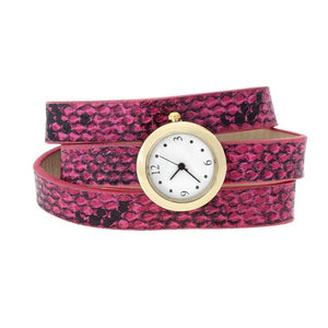 Pink Snakeskin Wrap Watch - Jewelry Xoxo