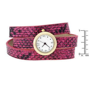 Pink Snakeskin Wrap Watch - Jewelry Xoxo