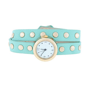 Mint Round Studded Wrap Watch - Jewelry Xoxo