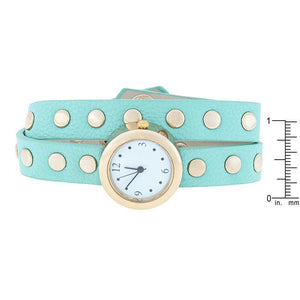 Mint Round Studded Wrap Watch - Jewelry Xoxo