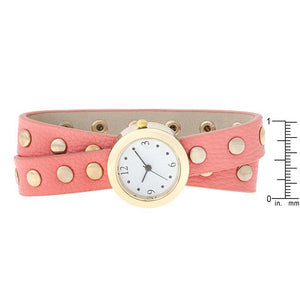 Pink Round Studded Wrap Watch - Jewelry Xoxo