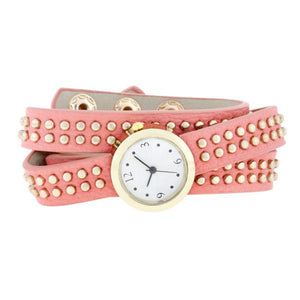 Pink Mini Studded Wrap Watch - Jewelry Xoxo