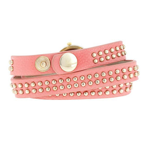 Pink Mini Studded Wrap Watch - Jewelry Xoxo