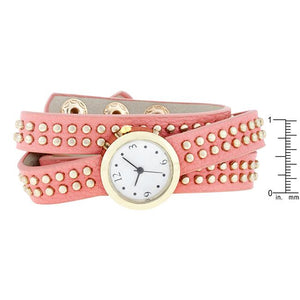 Pink Mini Studded Wrap Watch - Jewelry Xoxo