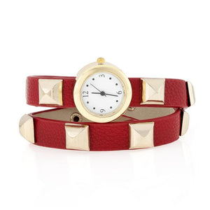 Red Studded Wrap Watch - Jewelry Xoxo