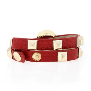 Red Studded Wrap Watch - Jewelry Xoxo