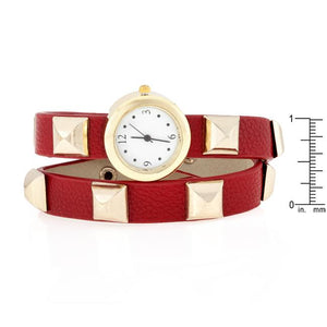 Red Studded Wrap Watch - Jewelry Xoxo