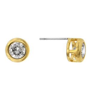 Gold Bezel Stud Earrings - Jewelry Xoxo