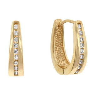 Elegant Goldtone Finish Cubic Zirconia Hoop Earrings - Jewelry Xoxo