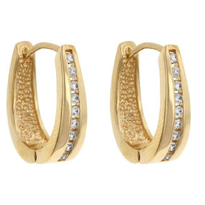 Elegant Goldtone Finish Cubic Zirconia Hoop Earrings - Jewelry Xoxo