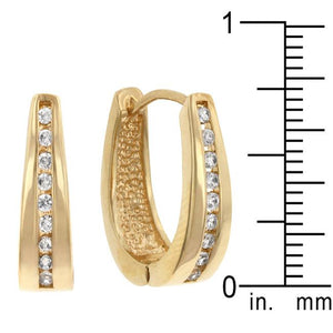 Elegant Goldtone Finish Cubic Zirconia Hoop Earrings - Jewelry Xoxo