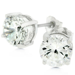 Clear Silver Round Studs 6.25 MM Earrings - Jewelry Xoxo