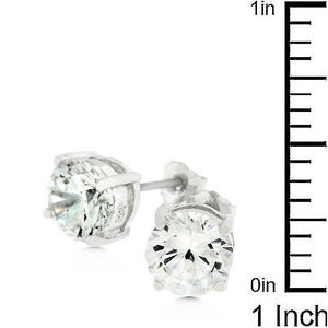 Clear Silver Round Studs 6.25 MM Earrings - Jewelry Xoxo