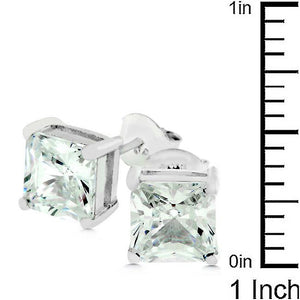 Sterling Silver Princess Cut Stud Earrings - Jewelry Xoxo