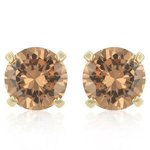 Simple Champagne Cubic Zirconia Studs - Jewelry Xoxo