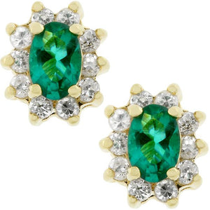 Emerald Flower Stud Earrings - Jewelry Xoxo