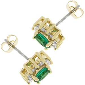 Emerald Flower Stud Earrings - Jewelry Xoxo