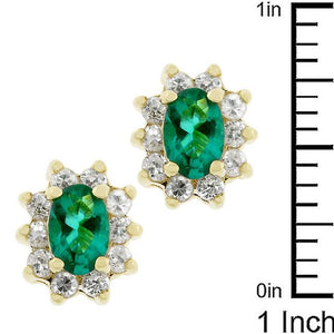 Emerald Flower Stud Earrings - Jewelry Xoxo