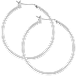 Silvertone Finish Hoop Earrings - Jewelry Xoxo