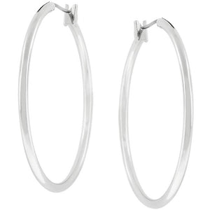 Basic Silvertone Finish Hoop Earrings - Jewelry Xoxo