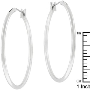 Basic Silvertone Finish Hoop Earrings - Jewelry Xoxo