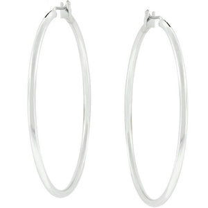 Large Silvertone Finish Hoop Earrings - Jewelry Xoxo