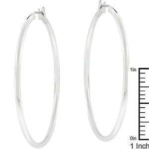 Large Silvertone Finish Hoop Earrings - Jewelry Xoxo