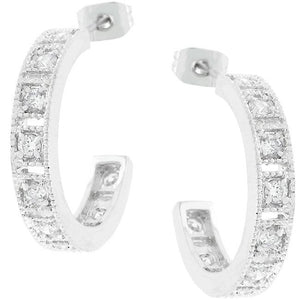 Studded Cubic Zirconia Hooplet Earrings - Jewelry Xoxo