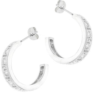 Studded Cubic Zirconia Hooplet Earrings - Jewelry Xoxo