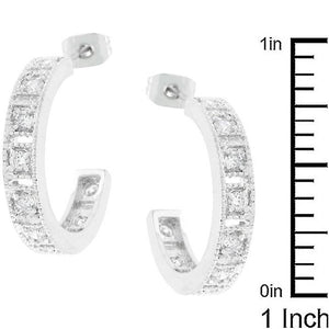 Studded Cubic Zirconia Hooplet Earrings - Jewelry Xoxo