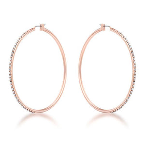 Large Rosegold Hoop Earrings with Crystals - Jewelry Xoxo