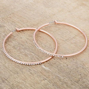 Large Rosegold Hoop Earrings with Crystals - Jewelry Xoxo