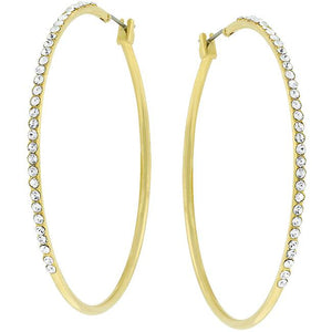 2 Inch Goldtone Crystal Hoop Earrings - Jewelry Xoxo