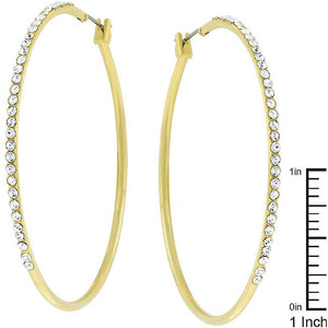 2 Inch Goldtone Crystal Hoop Earrings - Jewelry Xoxo