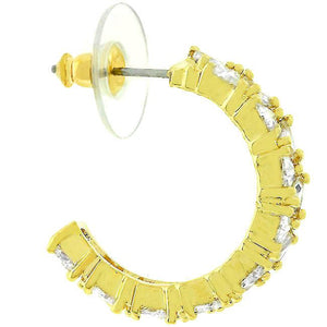 Trillion Cut Cubic Zirconia Hoop Earrings Goldtone Finish - Jewelry Xoxo