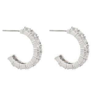 Trillion Cut Cubic Zirconia Hoop Earrings - Jewelry Xoxo