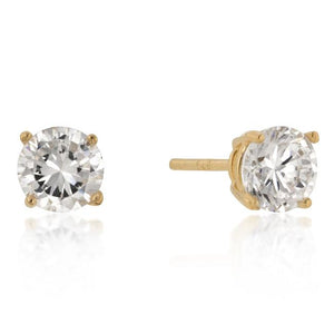 6mm New Sterling Round Cut Cubic Zirconia Studs Gold - Jewelry Xoxo