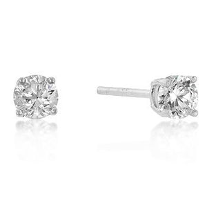 4mm New Sterling Round Cut Cubic Zirconia Studs Silver - Jewelry Xoxo