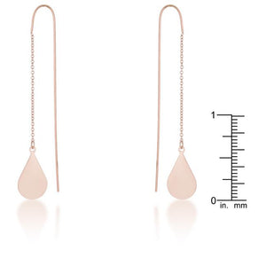 Chloe Rose Gold Stainless Steel Teardrop Threaded Drop Earrings - Jewelry Xoxo
